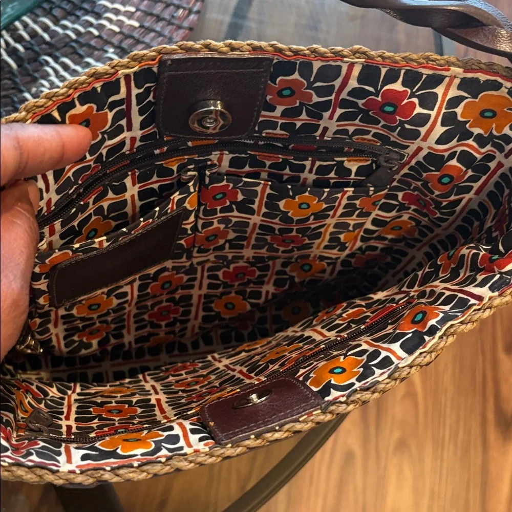 Brighton Floral Embroidered Tan and Brown Women's Bag - Picture 2 of 7